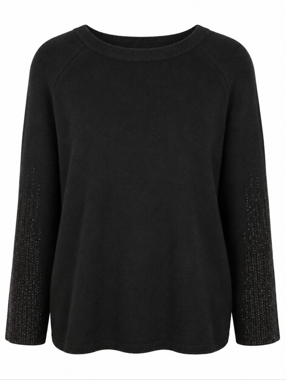 CHICO'S | Festive Black Cashmere Wool Blend Sparkle Sleeve‎ Sweater NWT | L